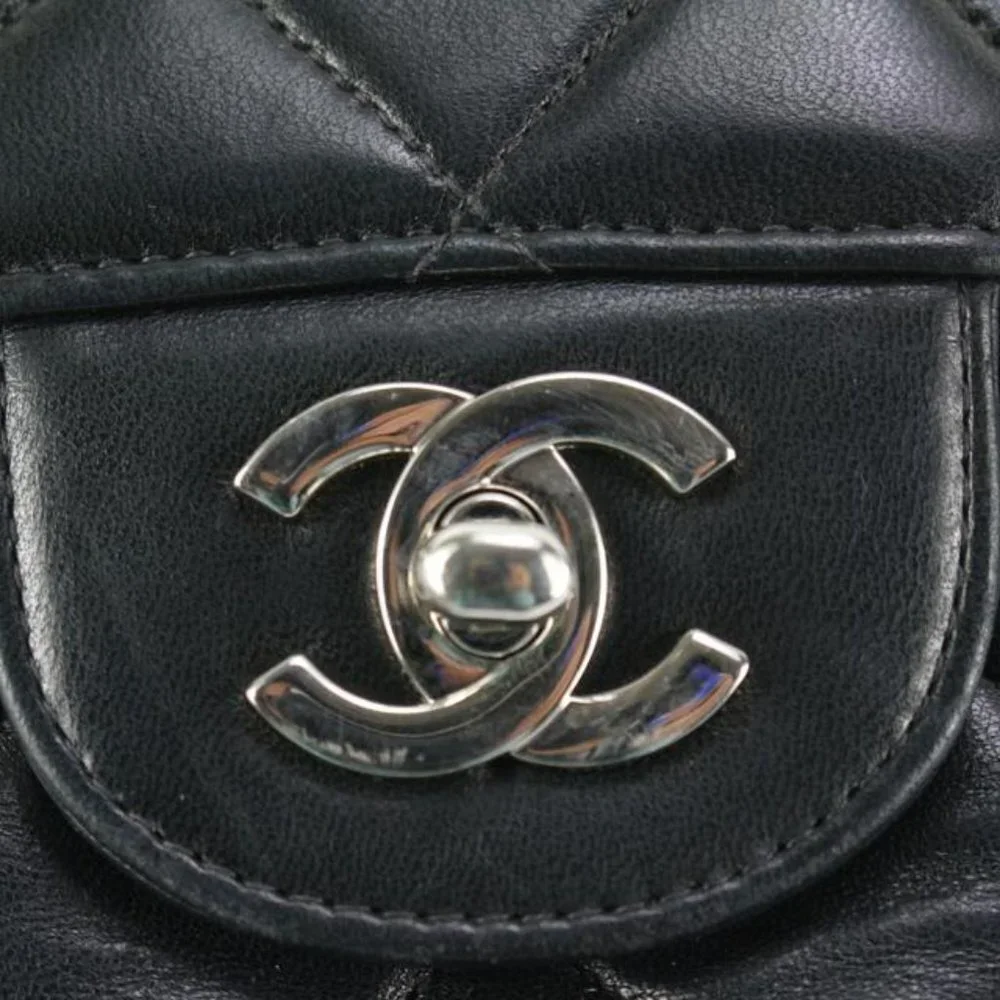 Chanel Black Quilted Lambskin Jumbo Double Flap Classic Bag 55cz55s